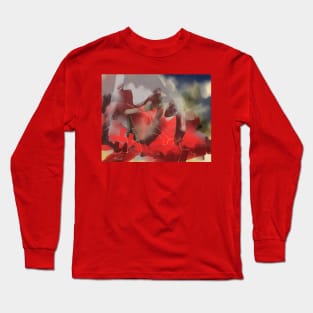 Red and Maroon Abstract Long Sleeve T-Shirt